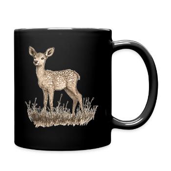 Reh - Tasse einfarbig - Schwarz - Rechts
