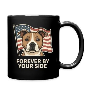 Chien loyal devant le drapeau américain - Mug uni - noir - Droite