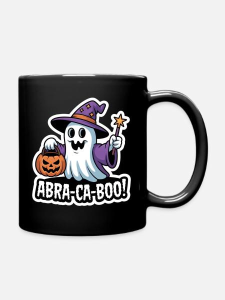 Wizard Boo - Baguette fantôme d’Halloween effrayante et mignonne - Mug uni - noir