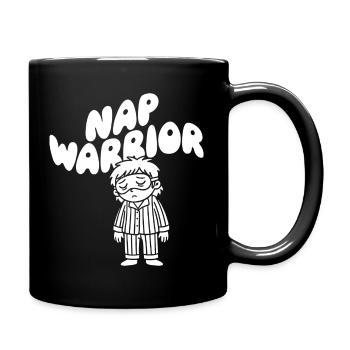 Nap Warrior Schlafheld Illustration - Tasse einfarbig - Schwarz - Rechts