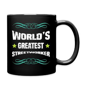 Weltbester Straßenarbeiter - Tasse einfarbig - Schwarz - Rechts
