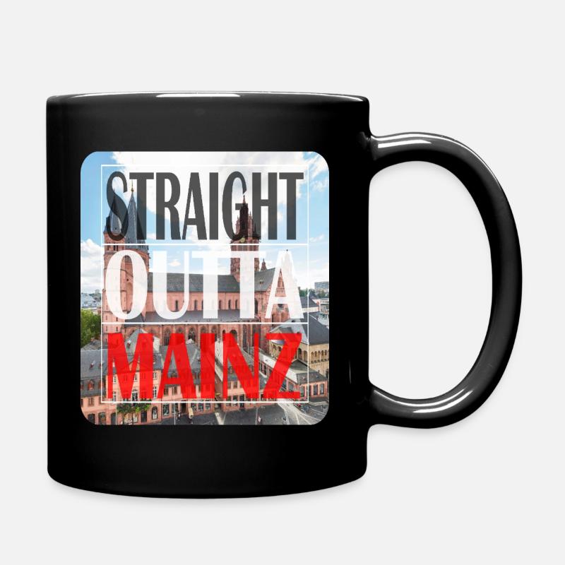 Straight Outta Mainz Cityscape - Full Colour Mug - black