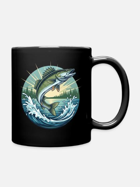 Springender Zander - Tasse einfarbig - Schwarz