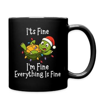 Funny Christmas Turtle It's Fine Everything fine - Full Colour Mug - black - Right