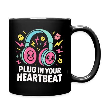 Plug in Your Heartbeat – Music in the Heart - Full Colour Mug - black - Right