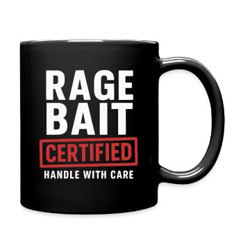 Rage Bait Certified Handle With Care, Funny - Full Colour Mug - black - Right