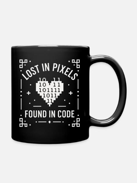 Lost in Pixels - Tasse einfarbig - Schwarz