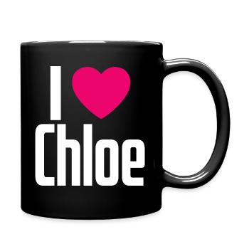 J’aime Chloé Coeur rose J’aime Chloé - Mug uni - noir - Droite