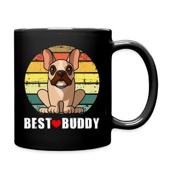 Best Buddy Französische Bulldogge Retro Vintage Style - Tasse einfarbig - Schwarz - Rechts