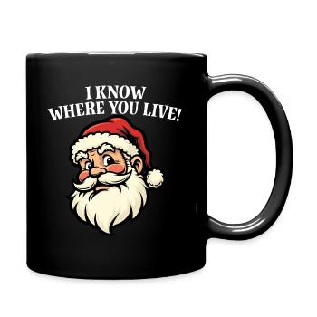 Je sais où tu habites - Père Noël - Mug uni - noir - Droite
