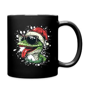 Echse Weihnachten Lustig Gecko - Tasse einfarbig - Schwarz - Rechts