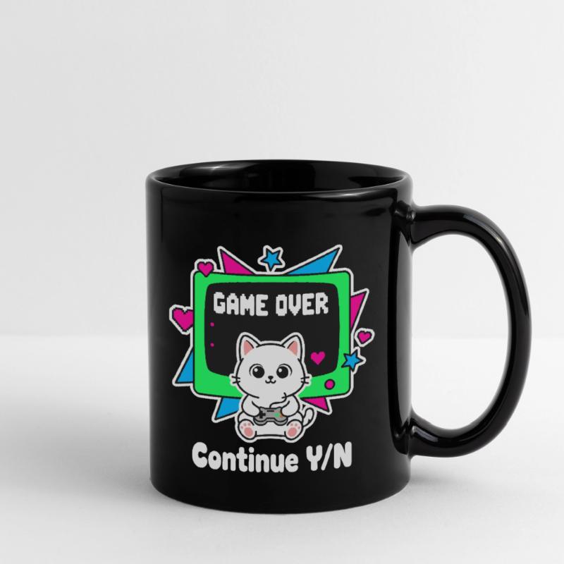 Retro Katzen Controller Game Over Tasse einfarbig