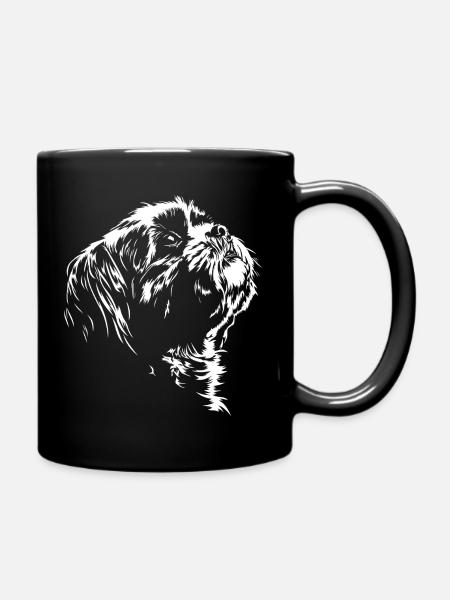 Shih Tzu Silhouette Dog Portrait Wilsigns - Full Colour Mug - black