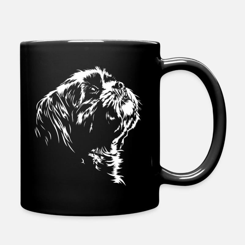 Shih Tzu Silhouette Chien Portrait Wilsigns - Mug uni - noir