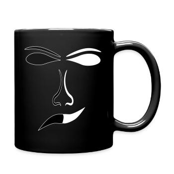 Abstrakte Gesichtslinien Kontrast Maske - Tasse einfarbig - Schwarz - Rechts