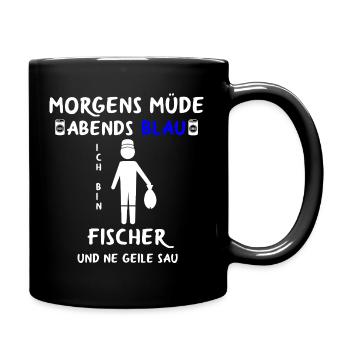Angeln Fischen Sportfischer Angler Geschenk Hobby - Tasse einfarbig - Schwarz - Rechts