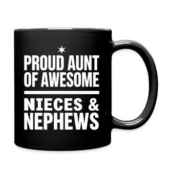 Proud Aunt of Awesome Nieces Nephews - Full Colour Mug - black - Right