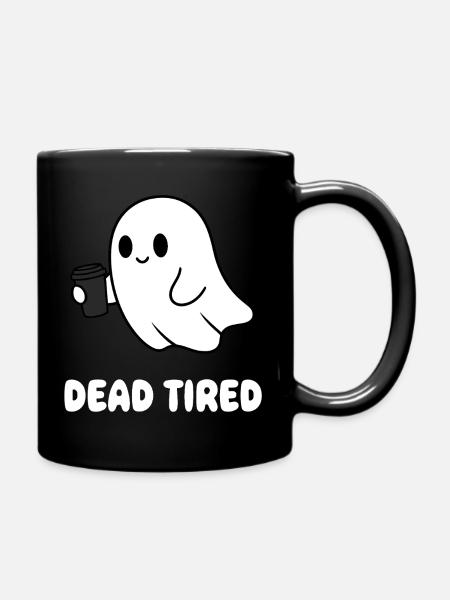 Kaffeegeist Müder Geist mit Becher - Tasse einfarbig - Schwarz