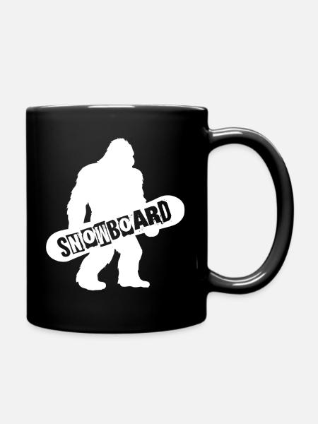 Bigfoot Snowboard Silhouette - Full Colour Mug - black