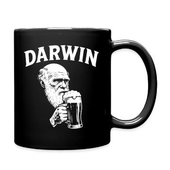 Darwin trinkt Bier - Tasse einfarbig - Schwarz - Rechts