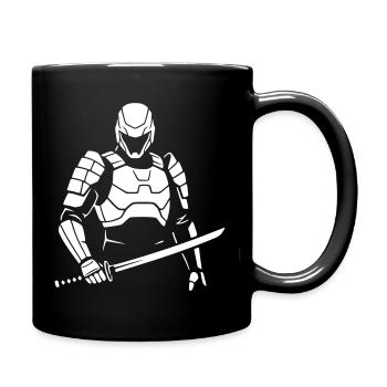 Cyberpunk Samurai Roboter Krieger Vektor - Tasse einfarbig - Schwarz - Rechts