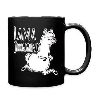 Lama Jogging - lustig der joggt ja wie ein Lama! - Tasse einfarbig - Schwarz - Rechts