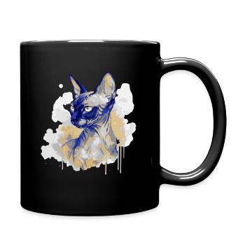 Sphynx Cat Art Watercolor  - Full Colour Mug - black - Right