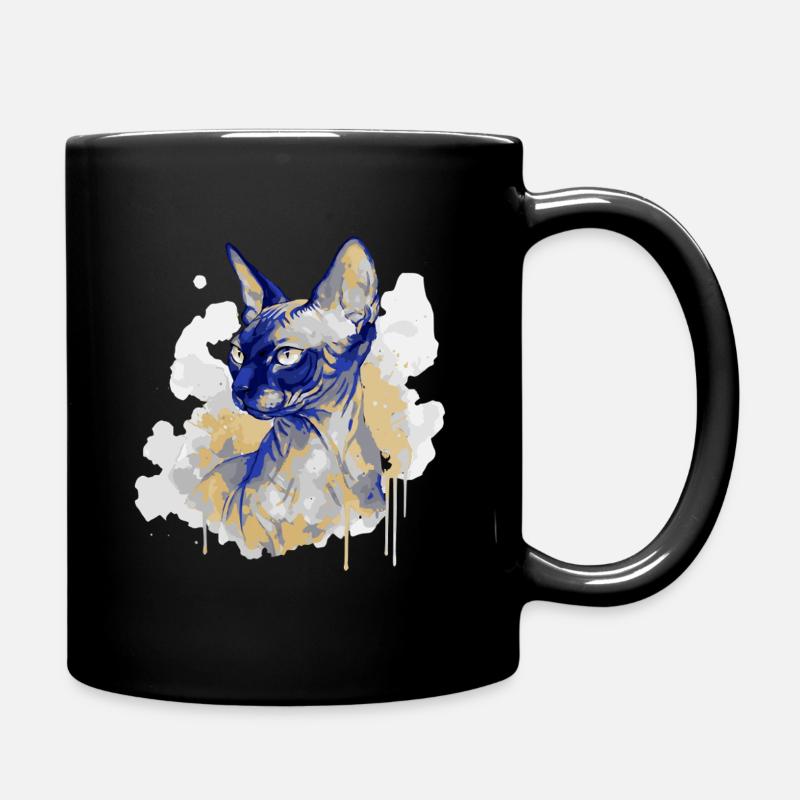 Aquarelle d’art du chat Sphynx - Mug uni - noir
