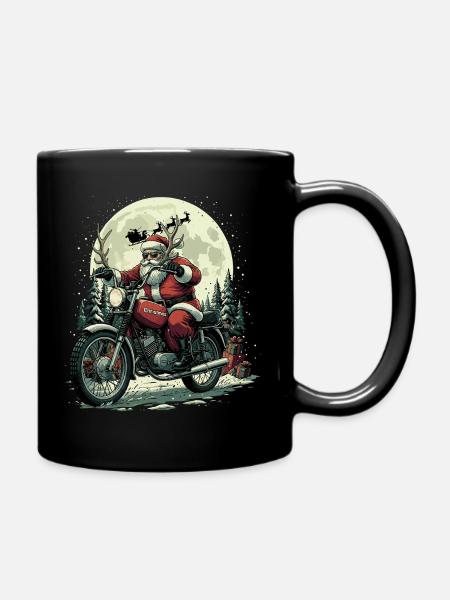 Moto du Père Noël motard drôle - Mug uni - noir