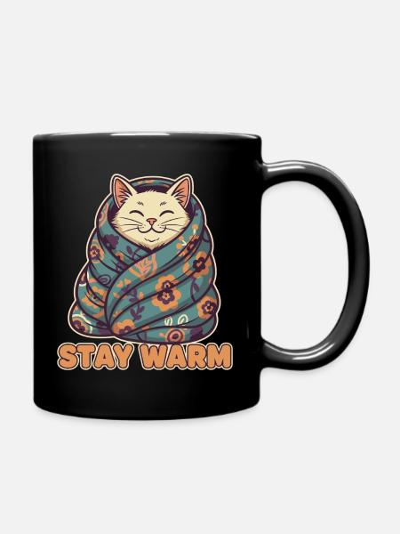 Katzenmantel Stay Warm Blütenmuster - Tasse einfarbig - Schwarz