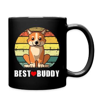 Cute Welsh Corgi Dog Best Buddy Retro Sunset Vinta - Full Colour Mug - black - Right