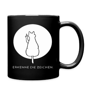 Katze Katzen Cat Kätzchen Mieze Mittelfinger - Tasse einfarbig - Schwarz - Rechts