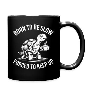 Slow Coffee Turtle — Born to slow down - Full Colour Mug - black - Right