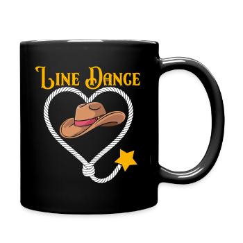 Line Dance Herz und Cowboyhut - Tasse einfarbig - Schwarz - Rechts