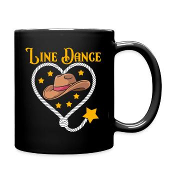 Line Dance Herz Hut - Tasse einfarbig - Schwarz - Rechts
