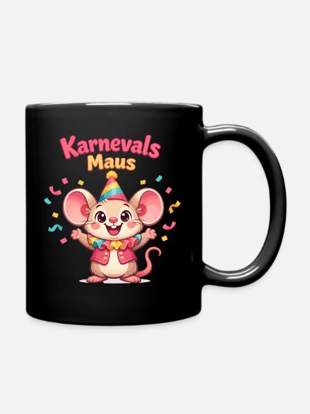 Karnevalsmaus Kölsche Mädsche – Kölle Alaaf - Tasse einfarbig - Schwarz