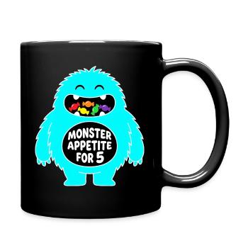 Monster Appetit 5. Geburtstag - Tasse einfarbig - Schwarz - Rechts
