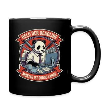 Held der Deadline Panda am Montag - Tasse einfarbig - Schwarz - Rechts