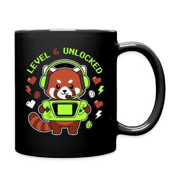 Level 6 Unlocked Red Panda Gamer - Full Colour Mug - black - Right
