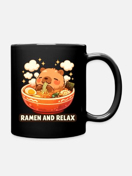 Capybara Ramen and Relax - Tasse einfarbig - Schwarz