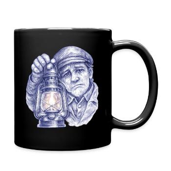 Älterer Mann mit Laterne - Tasse einfarbig - Schwarz - Rechts