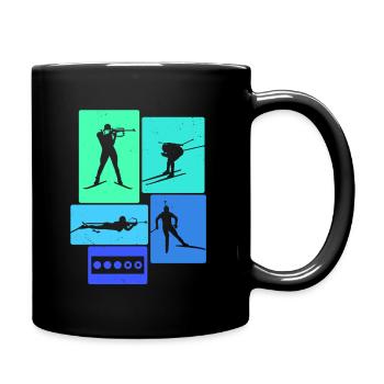 Biathlon Retro Biathlete - Full Colour Mug - black - Right