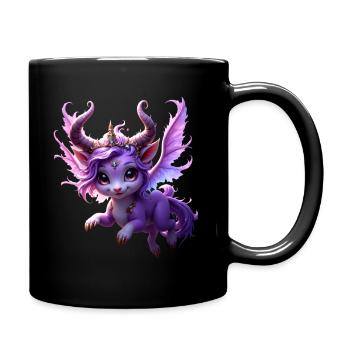 Lila Drache mit Krone - Tasse einfarbig - Schwarz - Rechts