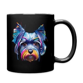 Portrait miniature de chien Schnauzer Pop Art coloré - Mug uni - noir - Droite