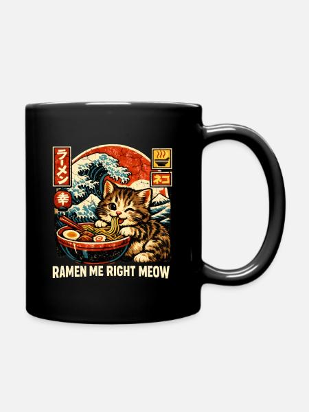 Ramen Cat Kanagawa - Mug uni - noir