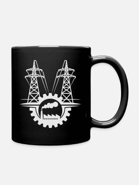 Réseau d'usine en engrenage - Full Colour Mug - black