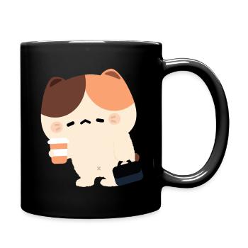 Müde Tortiie-Katze - Tasse einfarbig - Schwarz - Rechts