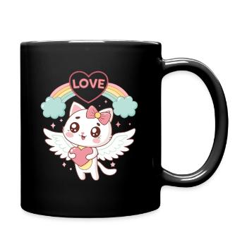 Chat ailé Arc en Ciel Amour - Mug uni - noir - Droite