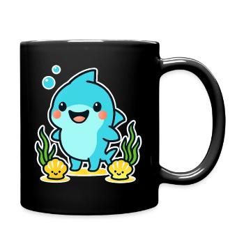 Delfinchen Unterwasserfreude - Tasse einfarbig - Schwarz - Rechts