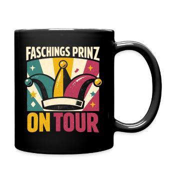 Faschingsprinz on Tour Karneval Konfetti - Tasse einfarbig - Schwarz - Rechts